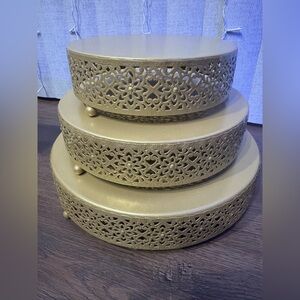 Gold Metal Cake Stand Set